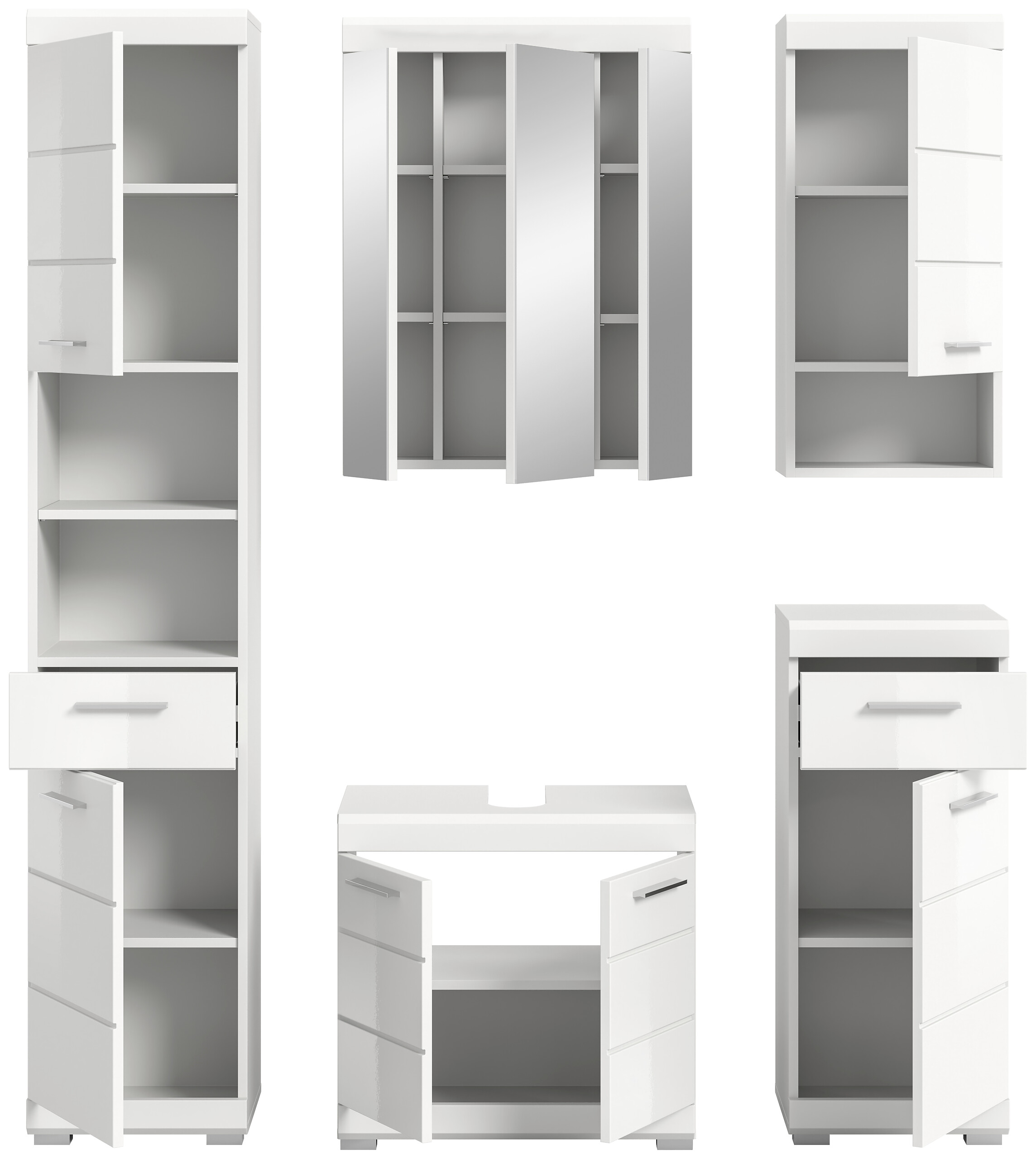 Badezimmer-Set Scout weiß weiß Hochglanz B/H/T: ca. 164x191x34 cm