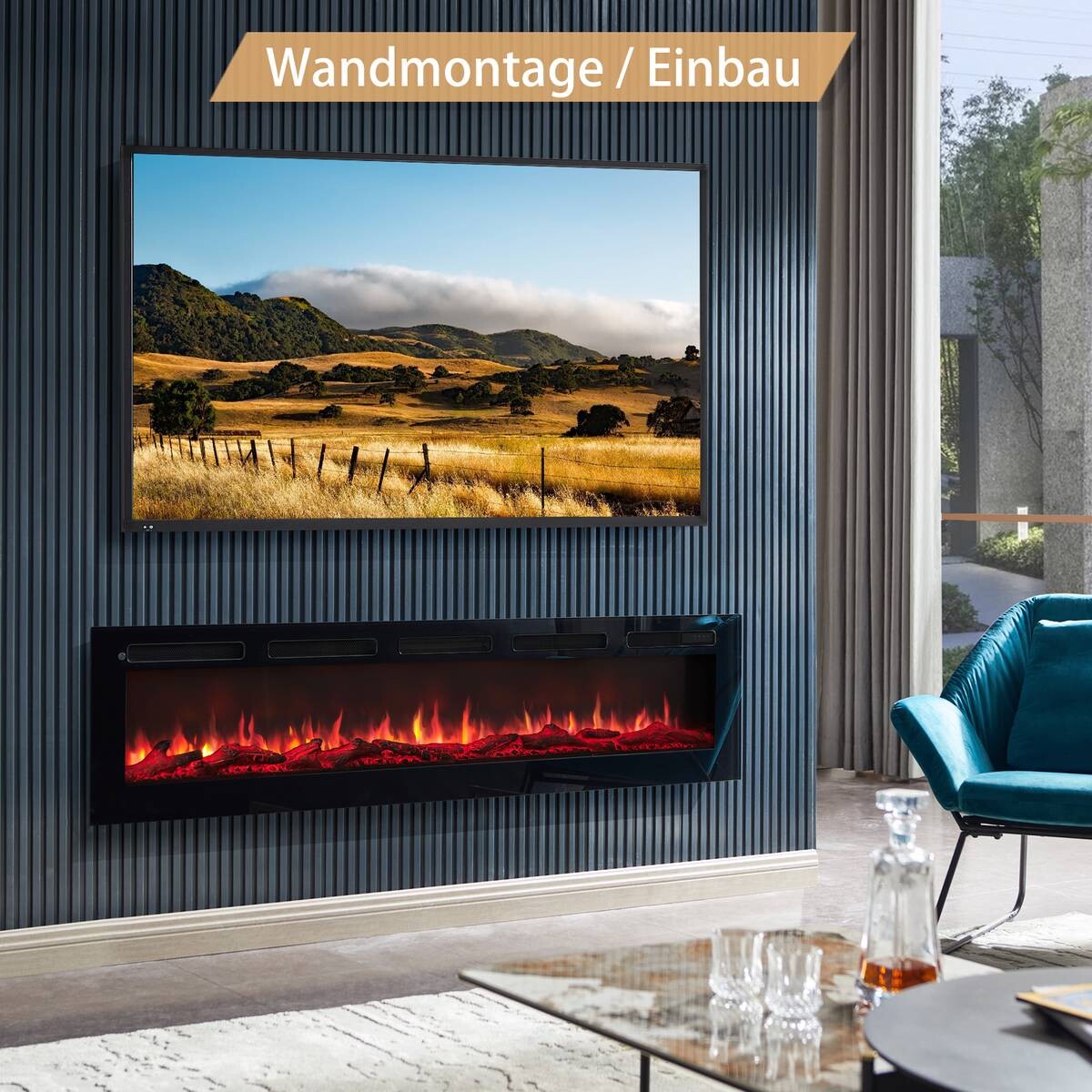 Balderia Elektrischer-Kamin Leif 70 schwarz B/H/T: ca. 168x38,6x13,8 cm ca. 2000 W