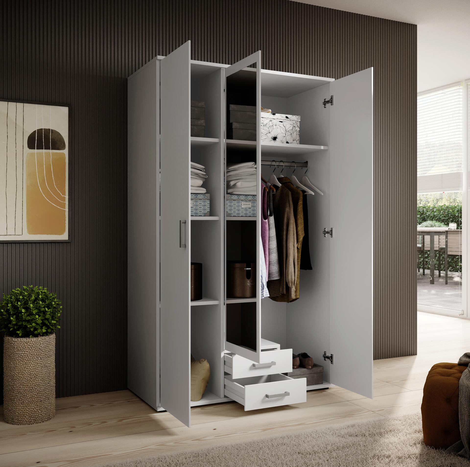 Kleiderschrank Karl weiß B/H/T: ca. 120x195x55 cm