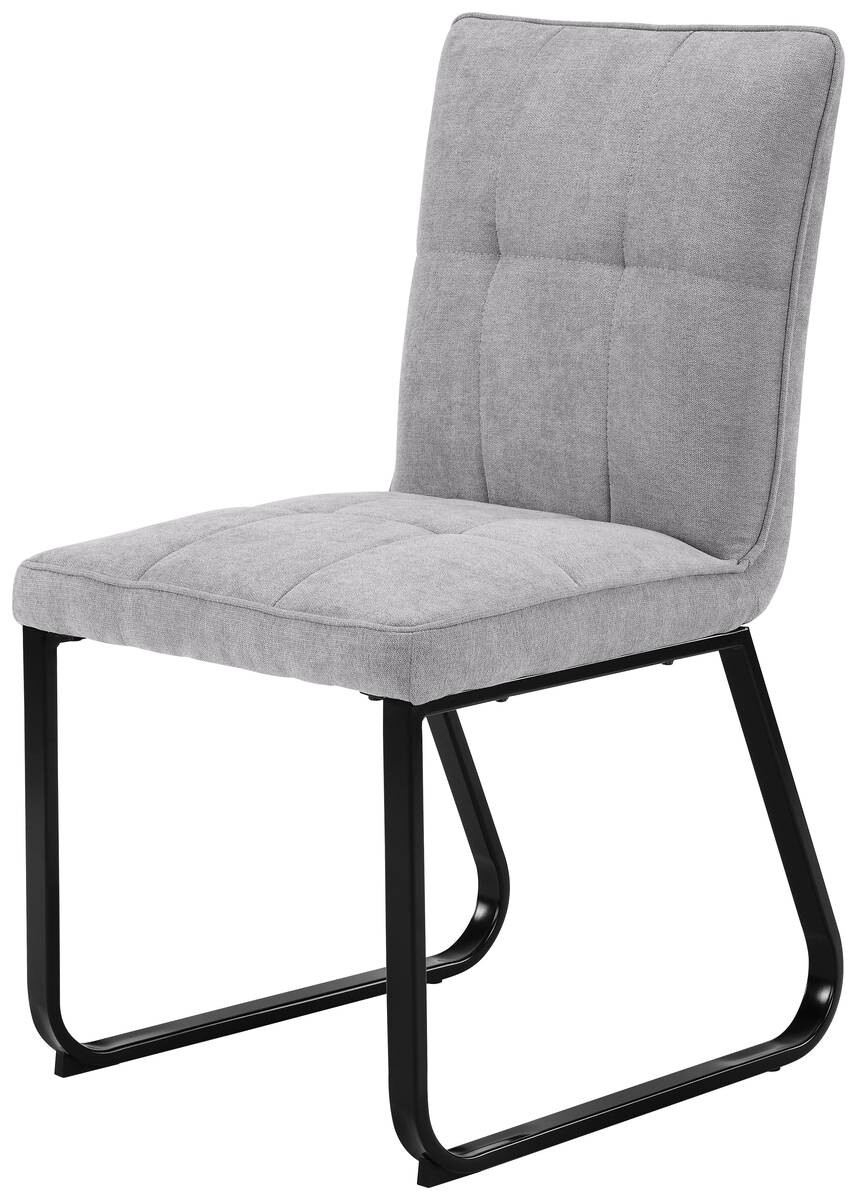 Stuhl TALEA 2er-Set hellgrau schwarz Webstoff Metall B/H/T: ca. 46x86x55 cm