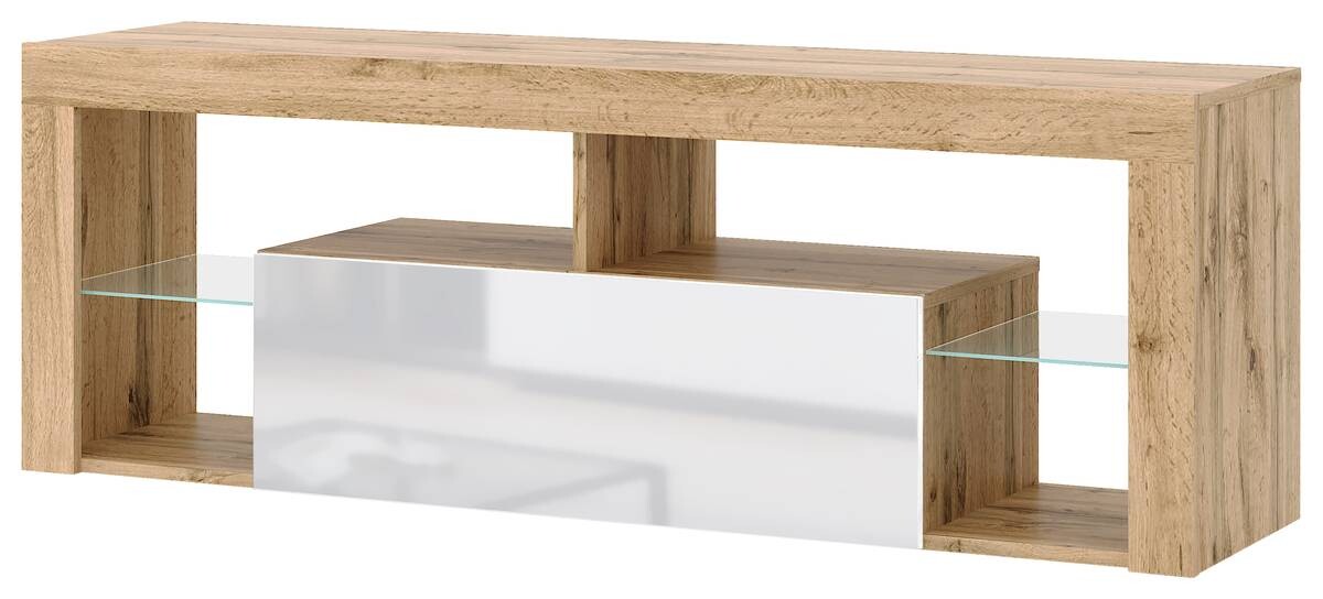 TV-Lowboard TV LOWBOARD Everest 140 Eiche Wotan Nachbildung weiß glänzend B/H/T: ca. 140x50x35 cm