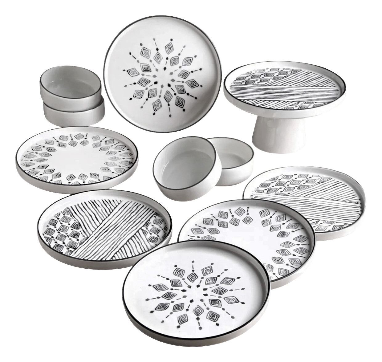 HermiaConcept Frühstücksservice schwarz Keramik 11 tlg.