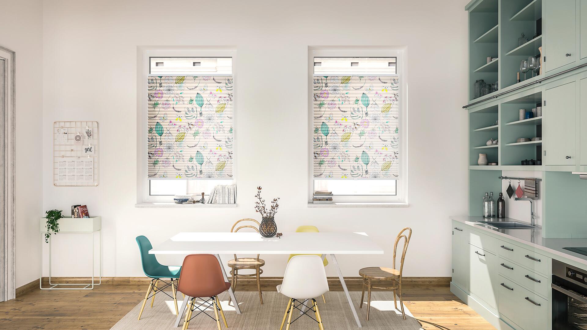 LICHTBLICK Spannplissee Bohemian Garden bunt B/L: ca. 100x130 cm