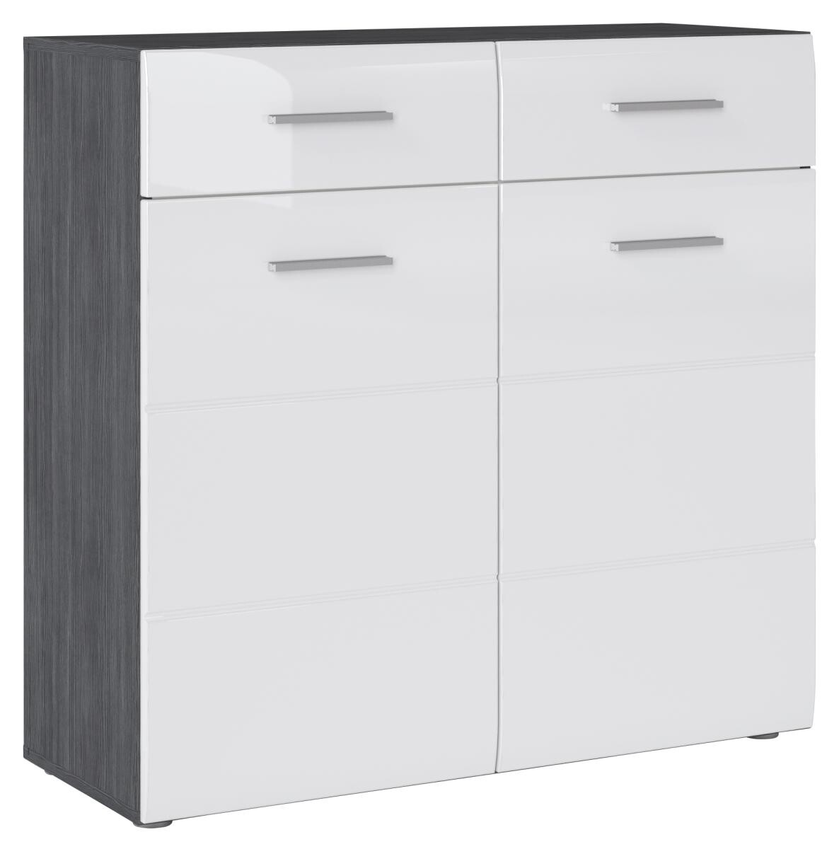 Schuhkommode Salve Rauchsilber Nachbildung weiß Hochglanz B/H/T: ca. 90x87x35 cm