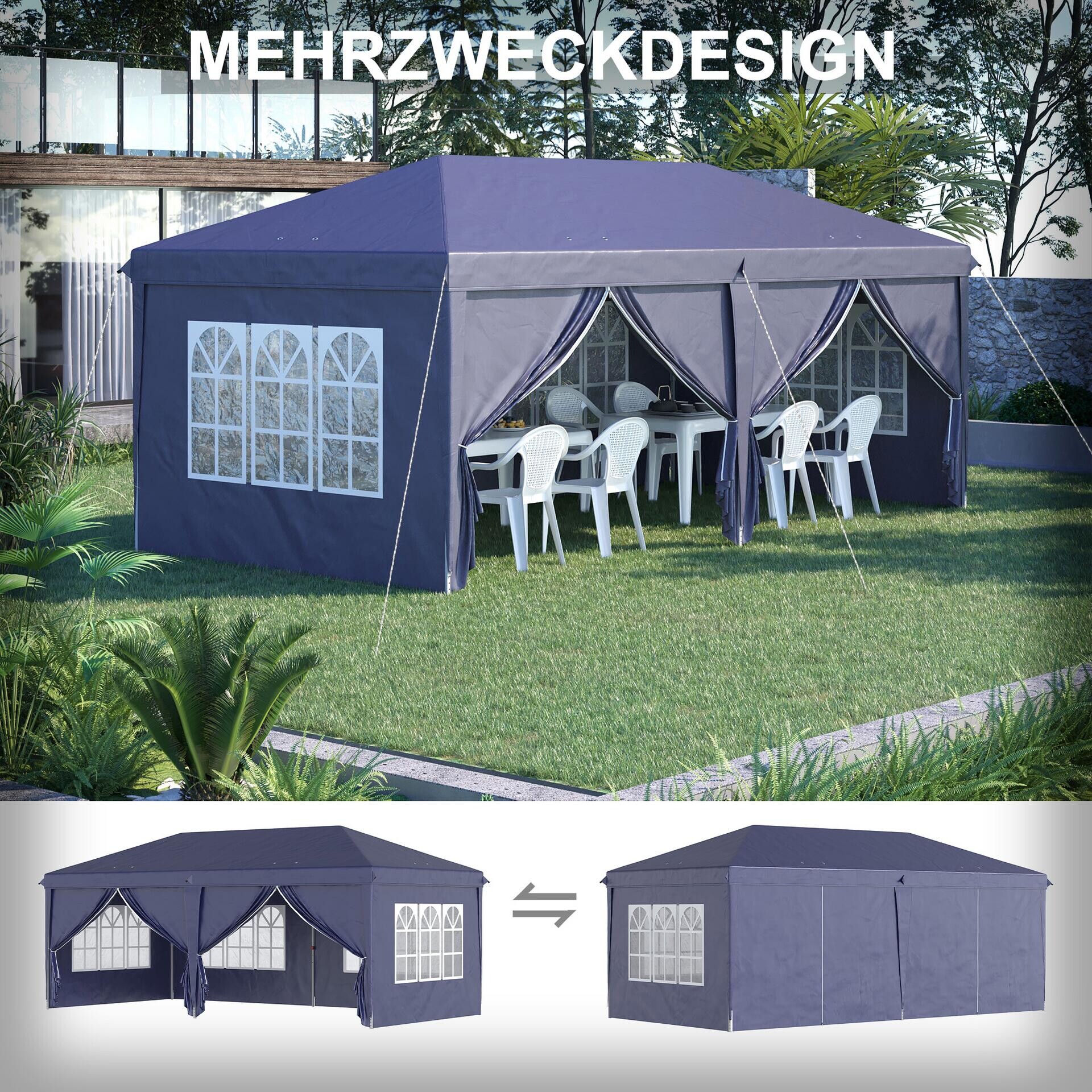 Outsunny Pavillon blau Stahl B/H/L: ca. 295x270x585 cm