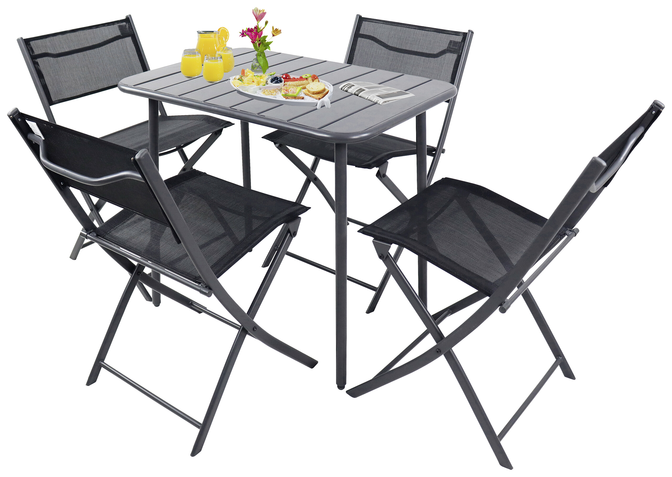 VCM Gartensitzgruppe Sumila schwarz Textilene B/H/L: ca. 80x72x55 cm