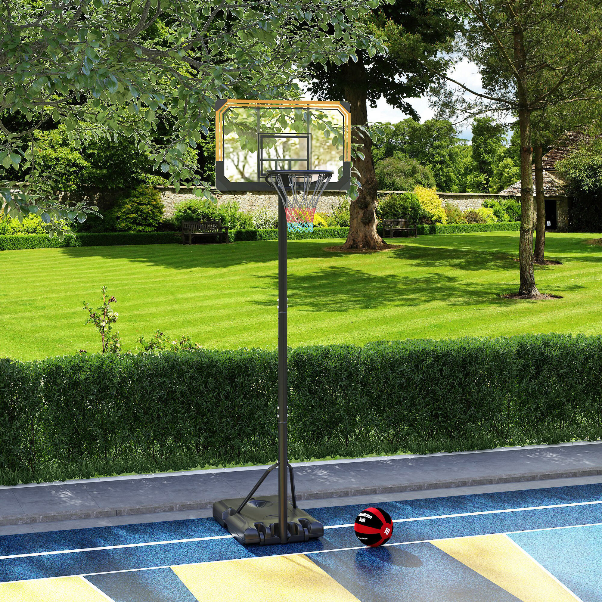 SPORTNOW Basketballkorb schwarz B/H/L: ca. 74x264x71 cm