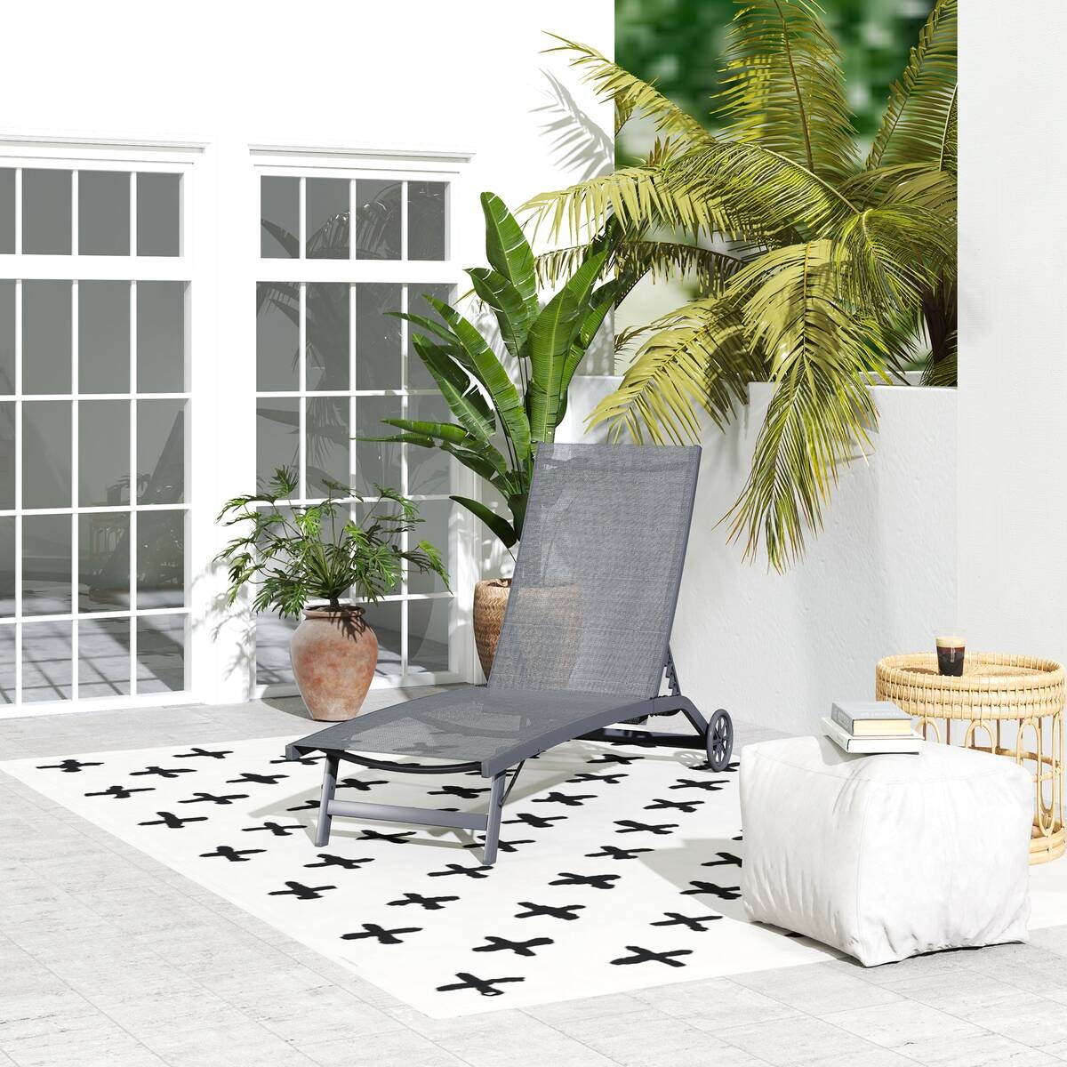 Outsunny Sonnenliege dunkelgrau Aluminium B/H/L: ca. 165x102x66 cm