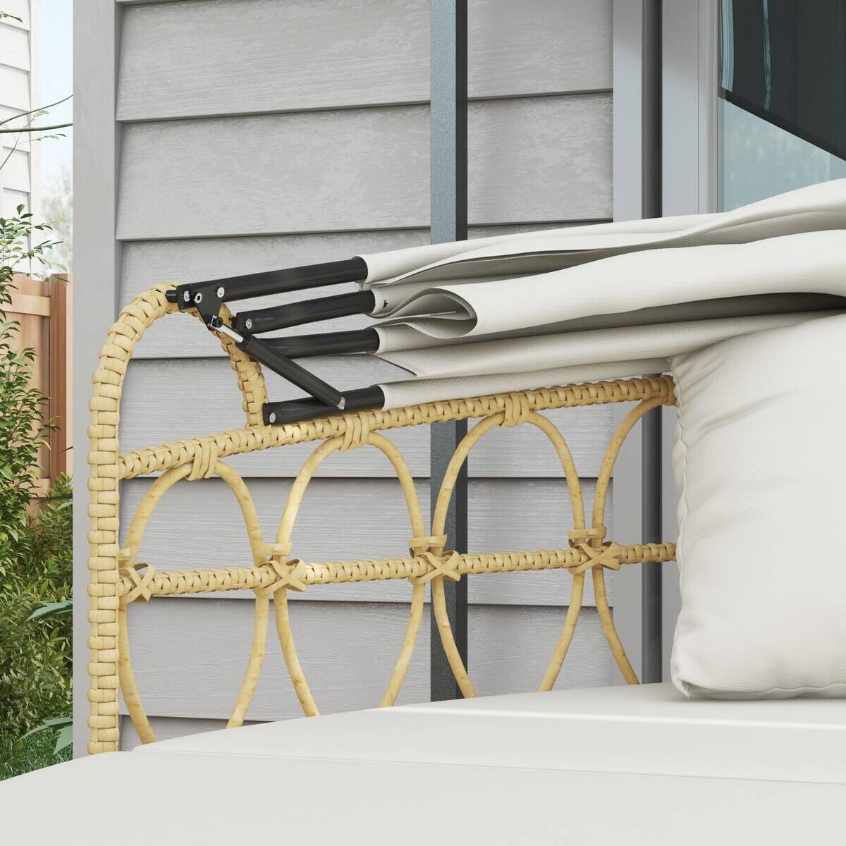 Outsunny Sonneninsel cremeweiß Edelstahl B/H/L: ca. 85x178x66,5 cm