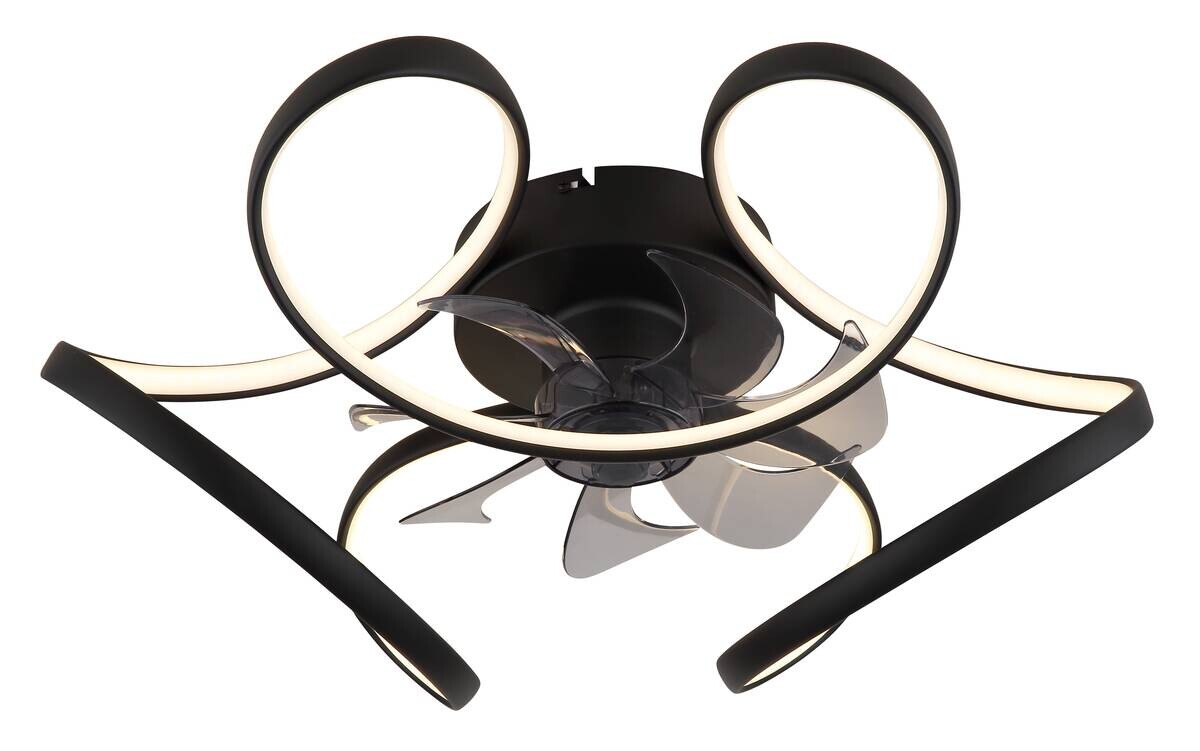GLOBO LED-Deckenventilator transparent schwarz H/D: ca. 21x56 cm max. 30 W