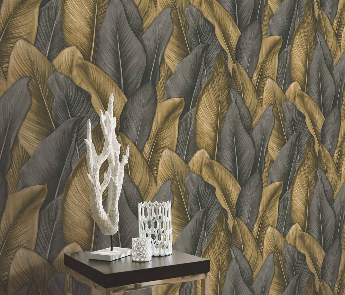 Erismann Vliestapete Blätter braun grau B/L: ca. 53x1005 cm