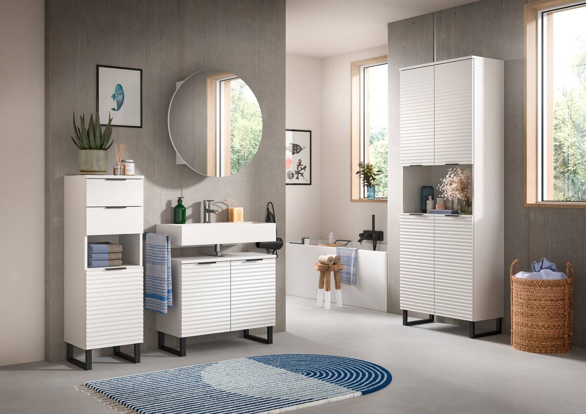 Hochschrank Riff weiß B/H/T: ca. 70x193x34 cm