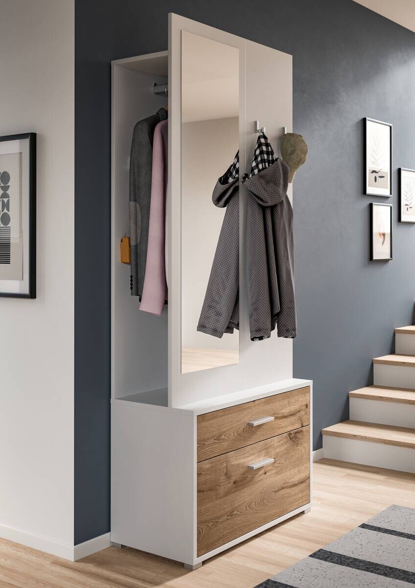 Garderobe POLO weiß Nox Oak Nachbildung B/H/T: ca. 80x190x38 cm