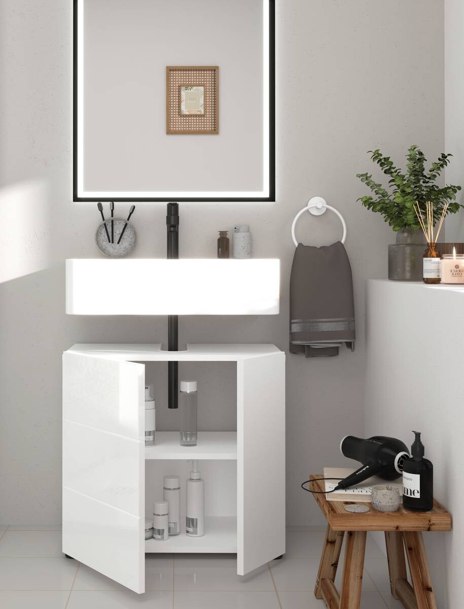 Waschbeckenunterschrank Vira weiß Hochglanz B/H/T: ca. 60x57x34 cm