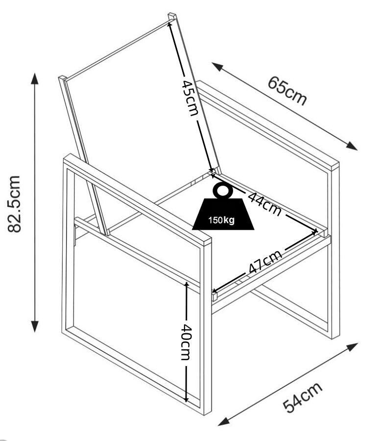 VCM Gartenstuhl anthrazit Metall B/H/L: ca. 54x83x65 cm