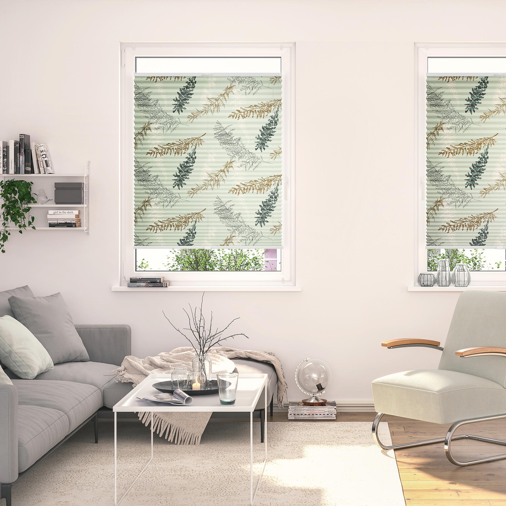 LICHTBLICK Spannplissee Fir Branches grün B/L: ca. 90x130 cm