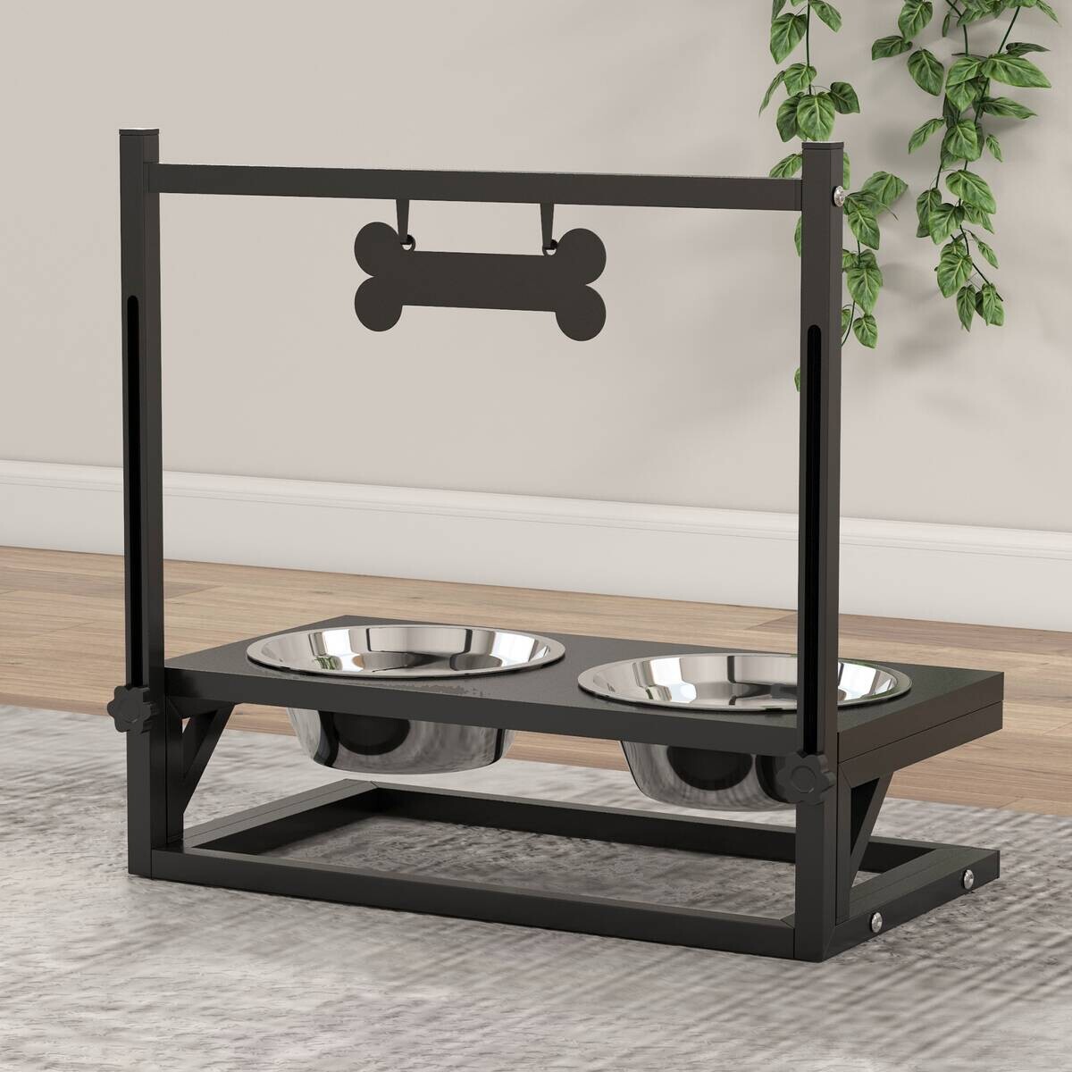 PawHut Tier-Zubehör schwarz Edelstahl B/H/L: ca. 22x40,5x39 cm