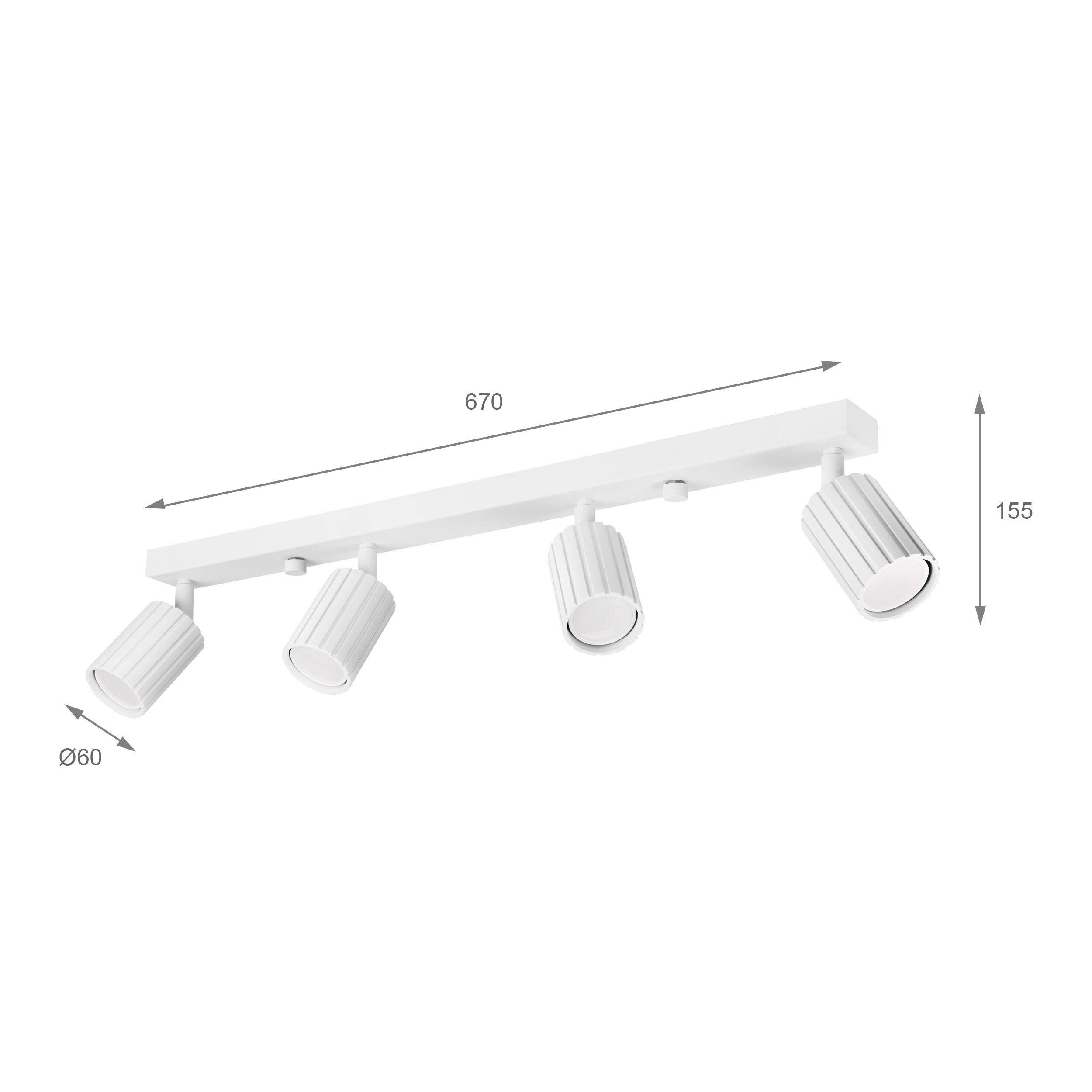 Lamkur Strahler Prisma weiß Stahl B/H/L: ca. 6,5x16,5x81 cm 4 Brennstellen