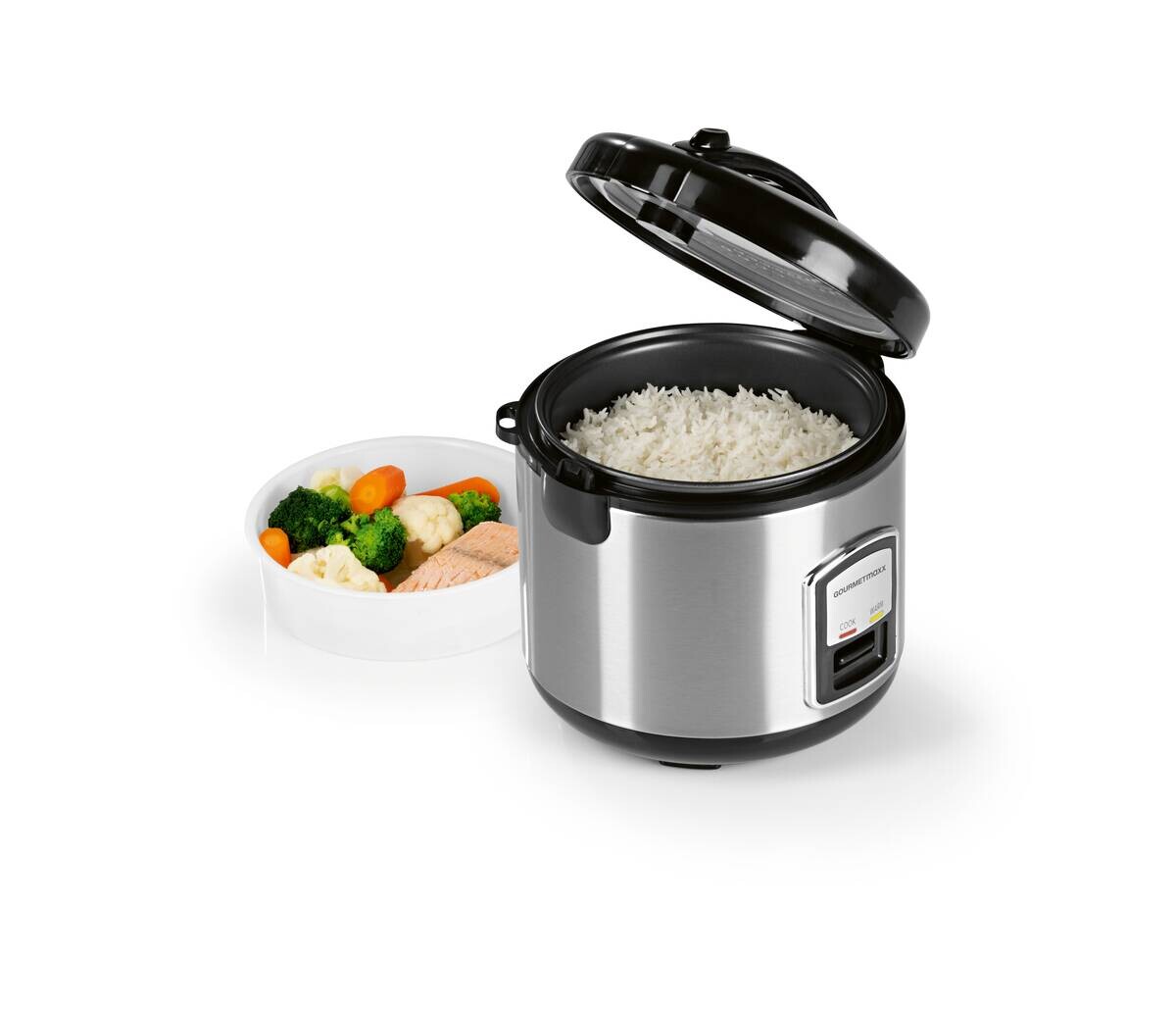 GOURMETmaxx Reiskocher schwarz silber B/H/L: ca. 23,6x25,2x23,2 cm