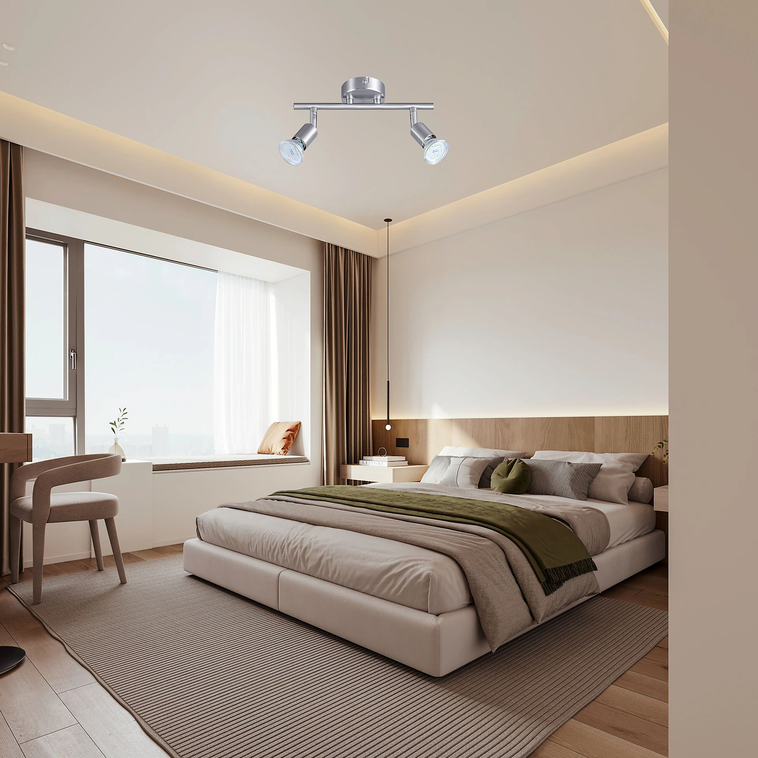 POCOline Spotbalken Boris nickel matt B/H/L: ca. 10x8x25 cm 2 Brennstellen