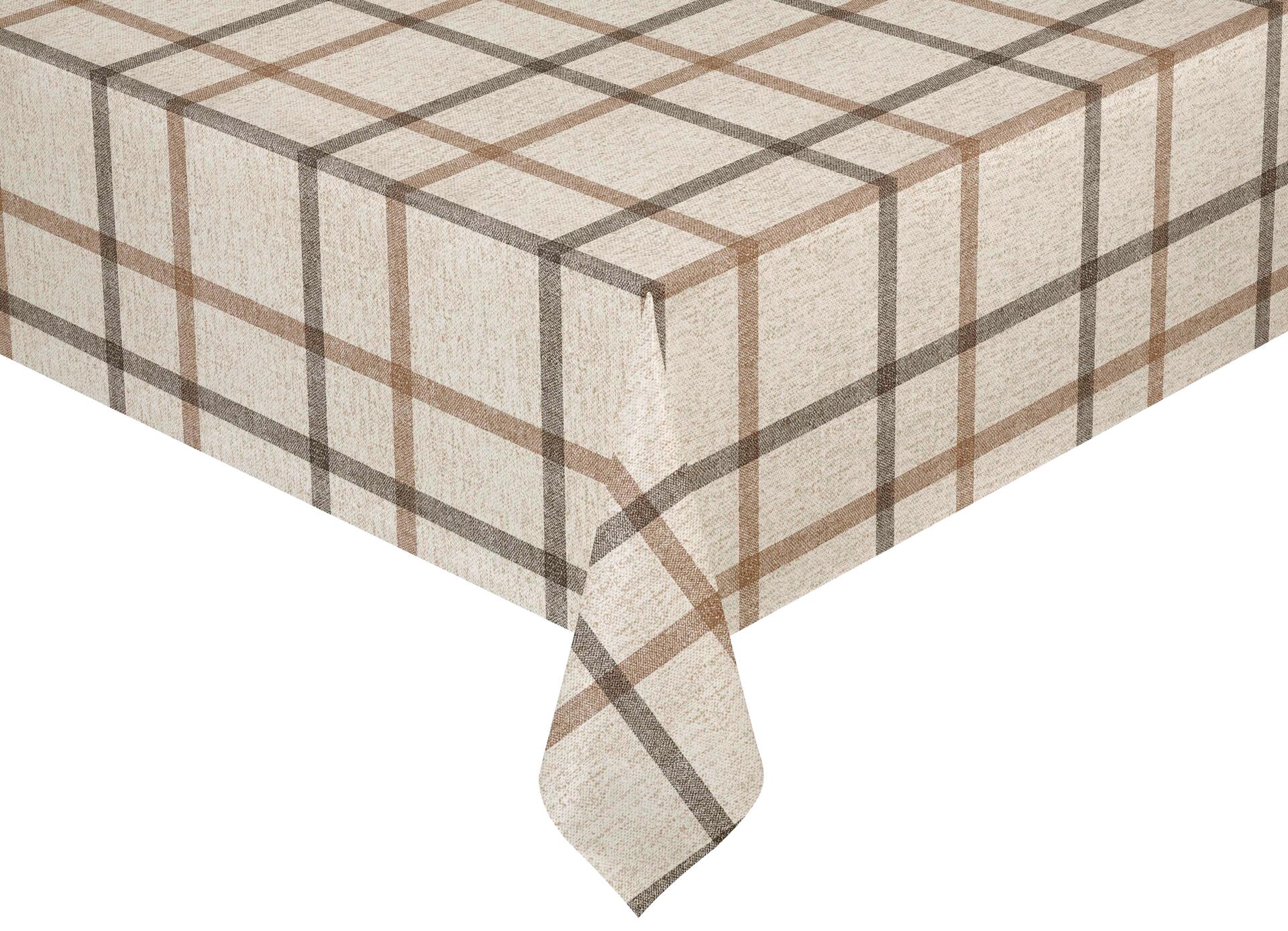 Abwaschbarer Tischbelag Karo beige B: ca. 140 cm