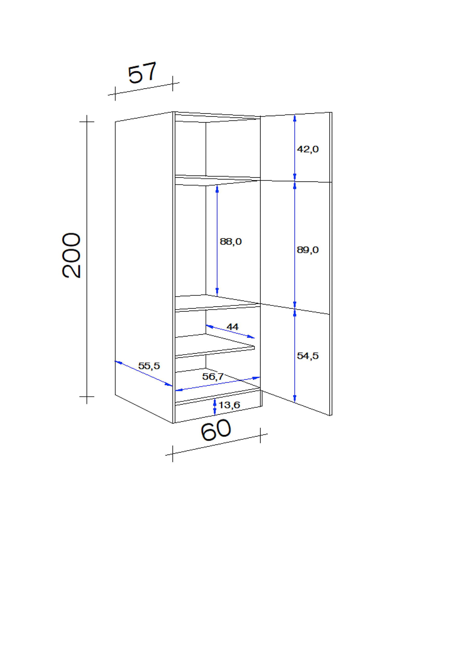 Kühlumbauschrank Capri schwarz matt B/H/T: ca. 60x200x57 cm Kühlumbauschrank Capri schwarz matt B/H/T: ca. 60x200x57 cm