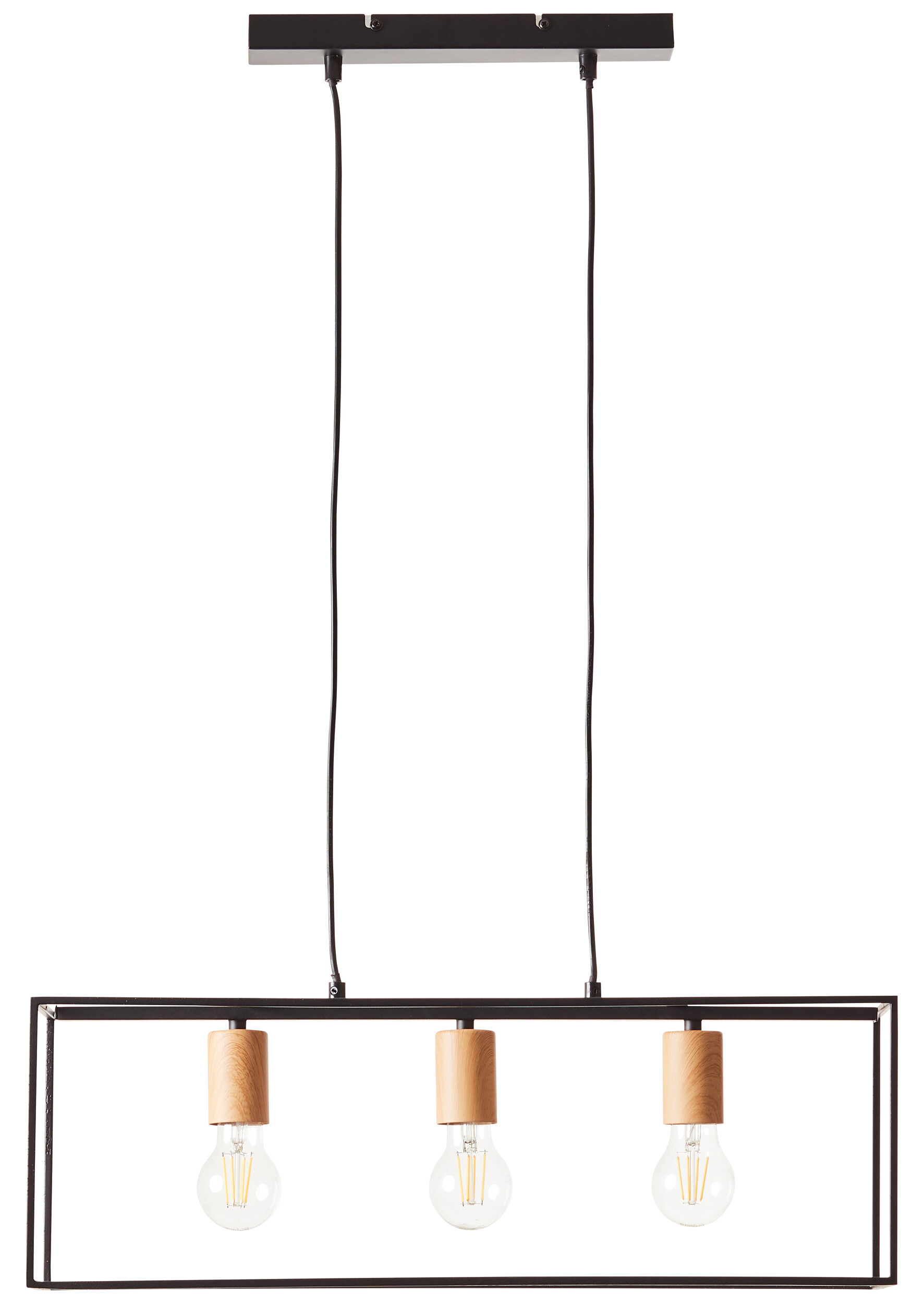 Brilliant Pendelleuchte 92747/76 schwarz Metall B/H/T: ca. 60x110x20 cm E27 3 Brennstellen