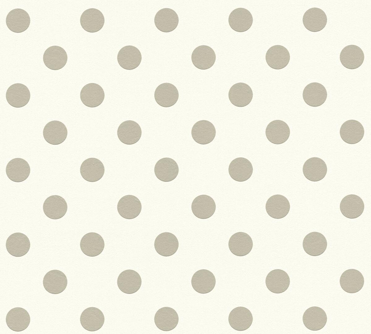 Vliestapete Punkte weiß beige B/L: ca. 53x1005 cm