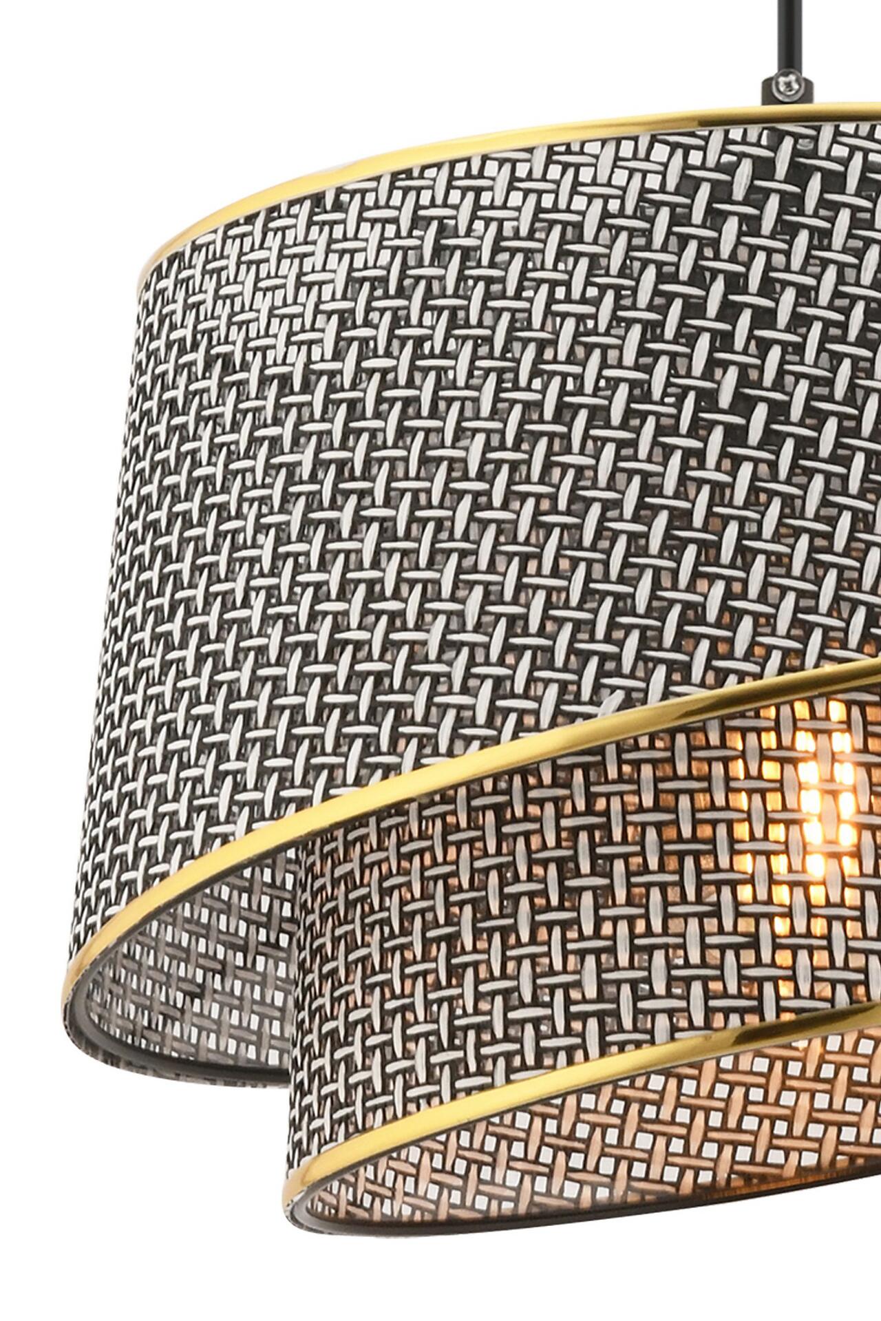 Opviq Pendelleuchte Barette gold grau Stoff Metall B/H/L: ca. 32x65x32 cm E27 1 Brennstellen