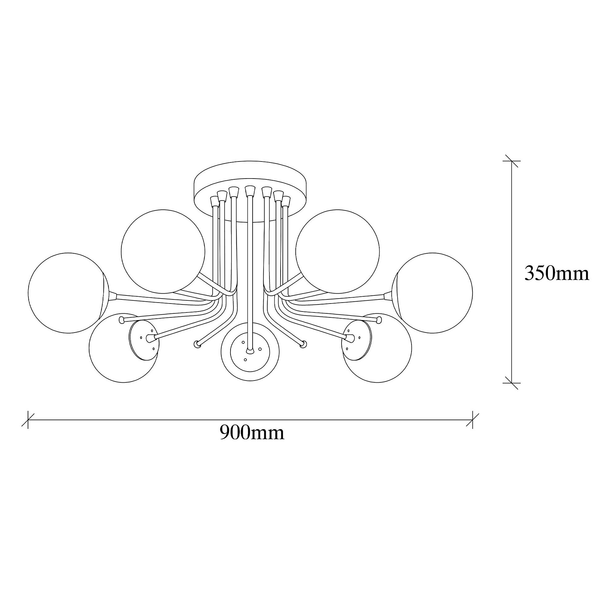 Opviq Deckenleuchte Daisy weiß gold Eisen B/H/T/L/D: ca. 90x35x90x90x90 cm E27 7 Brennstellen