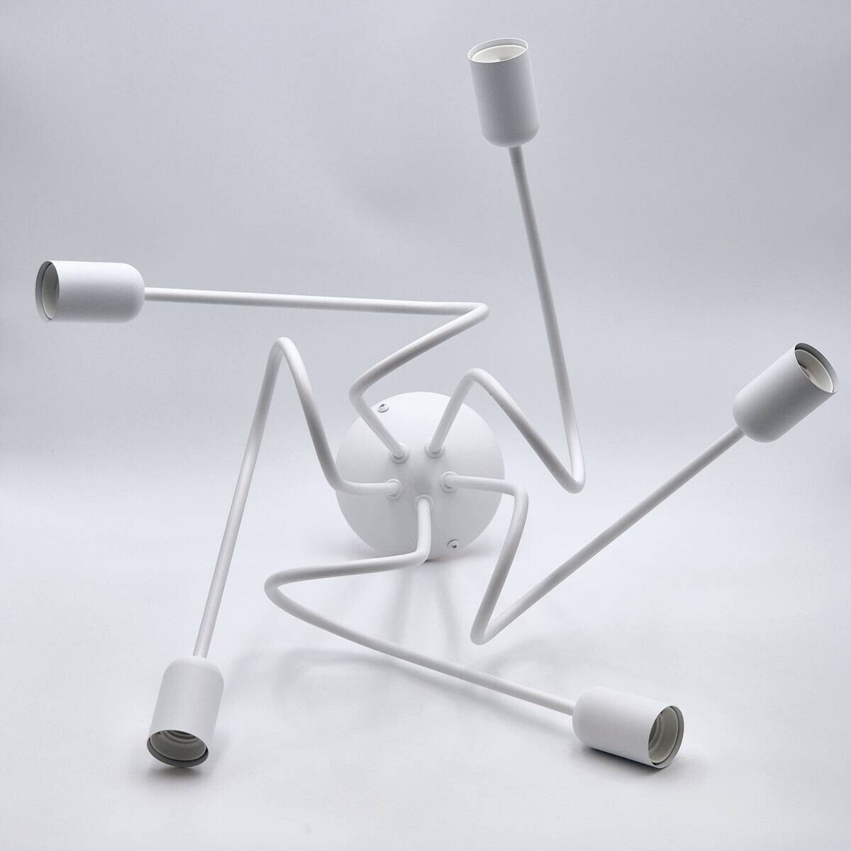 Lamkur Kronleuchter weiß Stahl B/H/L: ca. 39x54x54 cm E27 5 Brennstellen