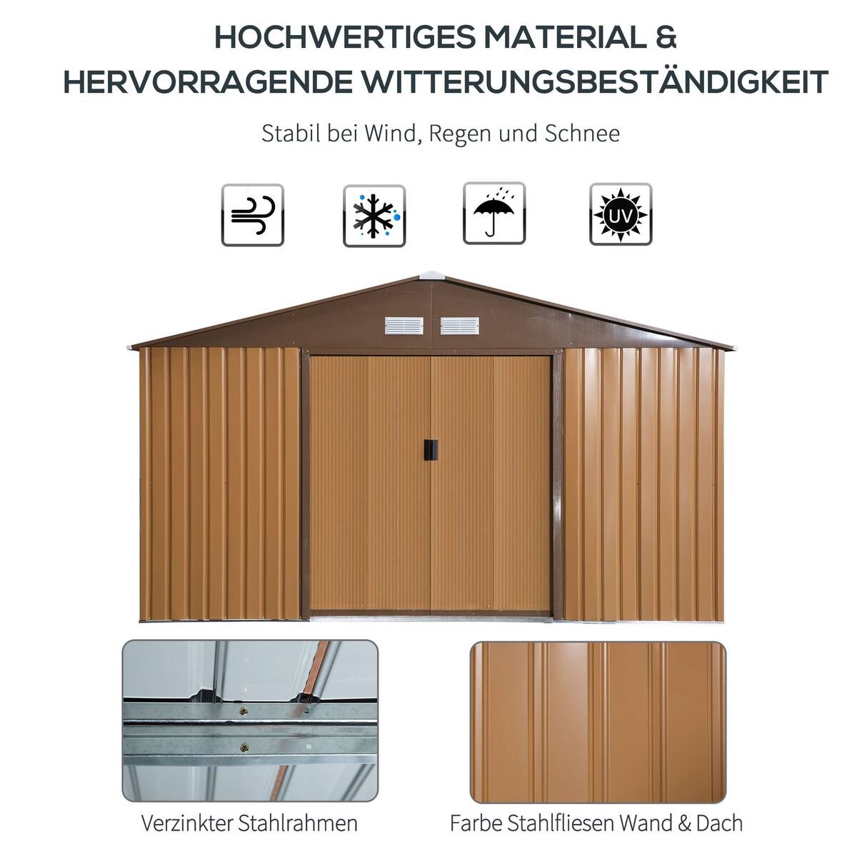 Outsunny Gartenhaus braun B/H/L: ca. 386x200x340 cm