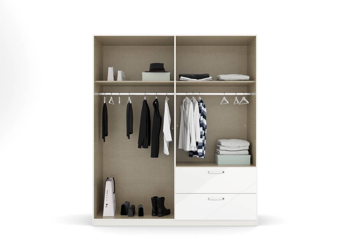 Kleiderschrank Quadra weiß B/H/T: ca. 180x210x54 cm