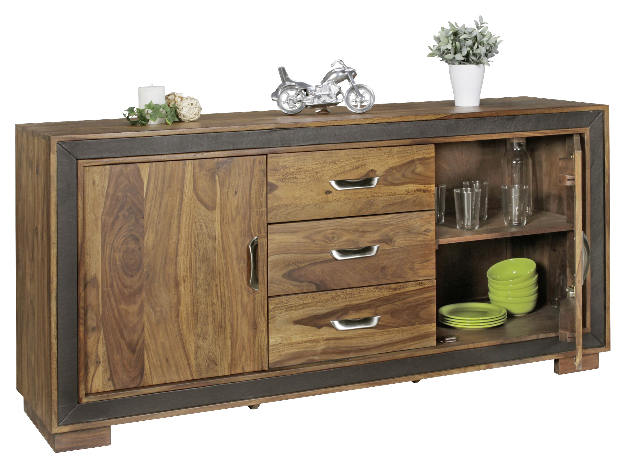 Sideboard natur schwarz B/H/T: ca. 160x80x44 cm