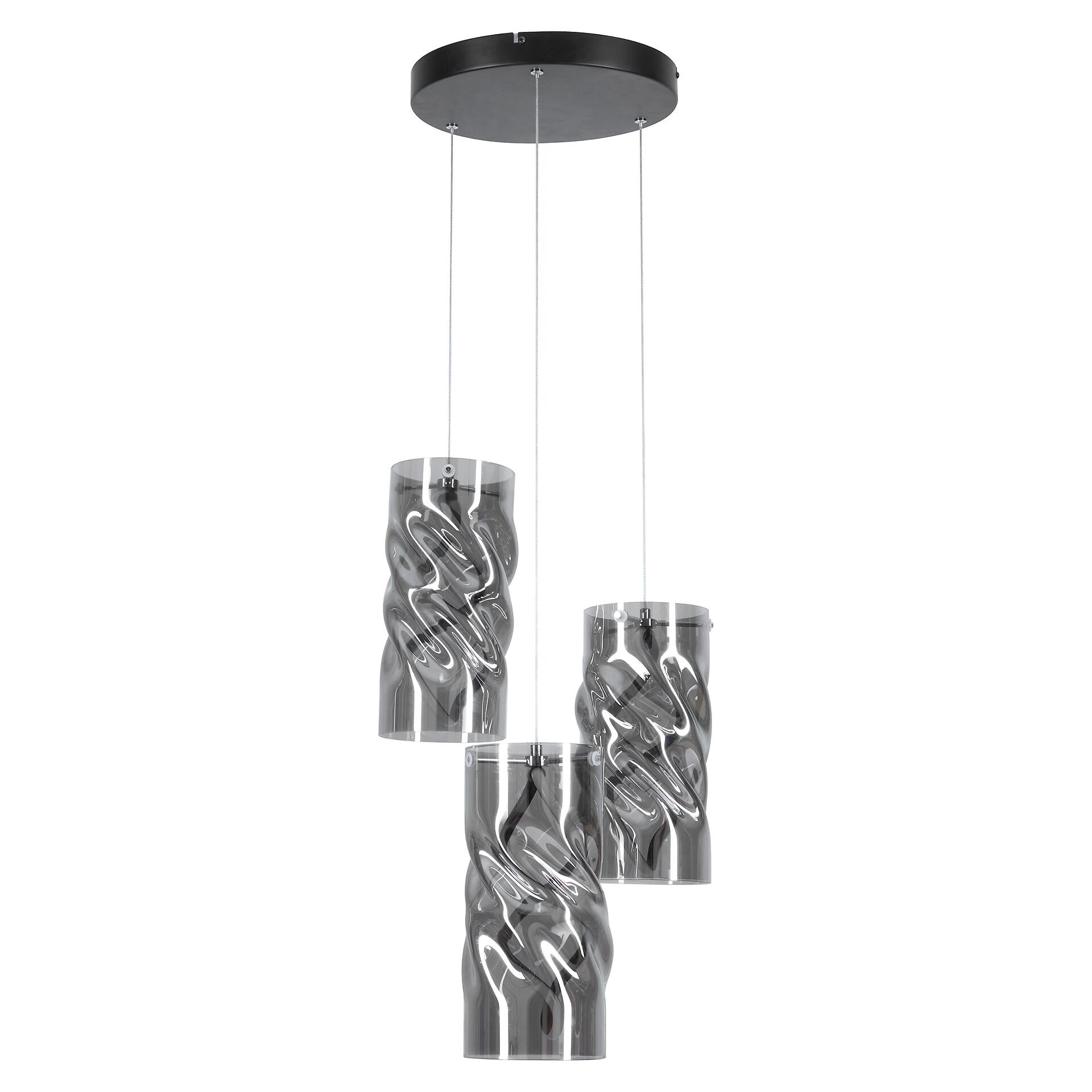 POCOline LED-Pendelleuchte Isabella schwarz Metall Glas H/D: ca. 120x39,5 cm