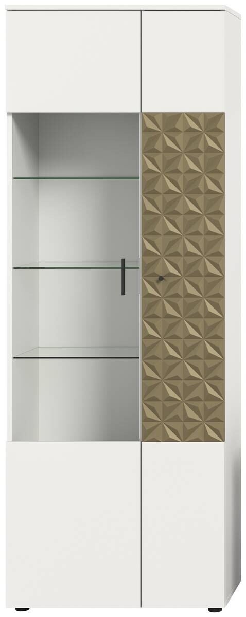 Vitrinenschrank Prisma weiß gold Optik B/H/T: ca. 70x195x37 cm Vitrinenschrank Prisma weiß gold Optik B/H/T: ca. 70x195x37 cm