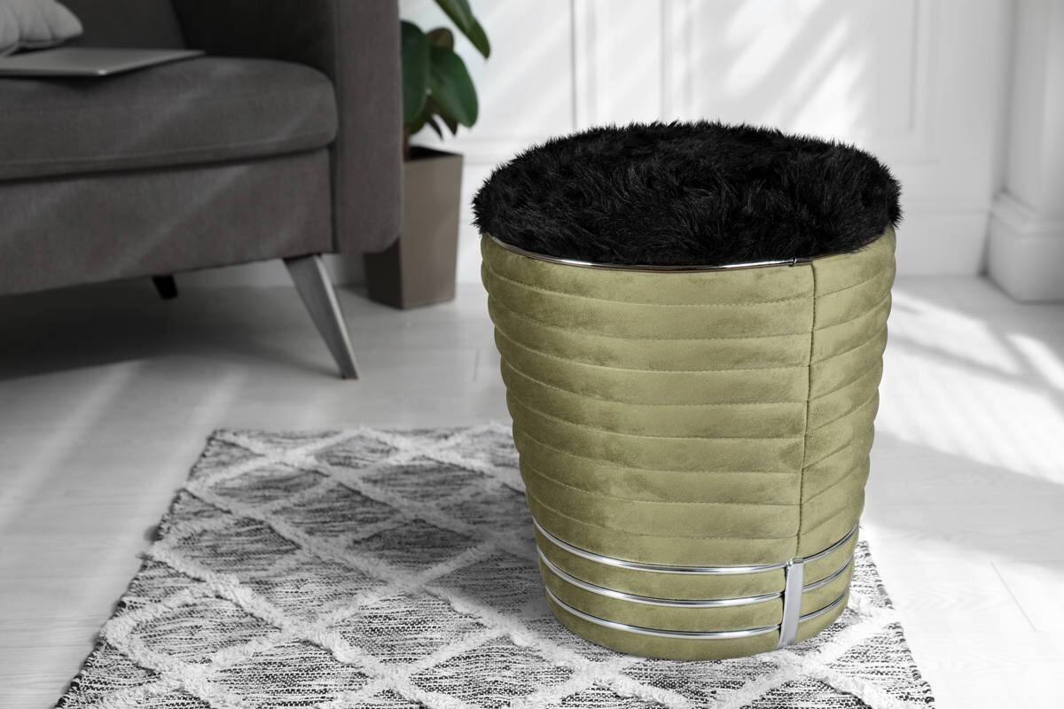 360 Living Hocker Doric 300 grün Graphit H/D: ca. 50x42 cm