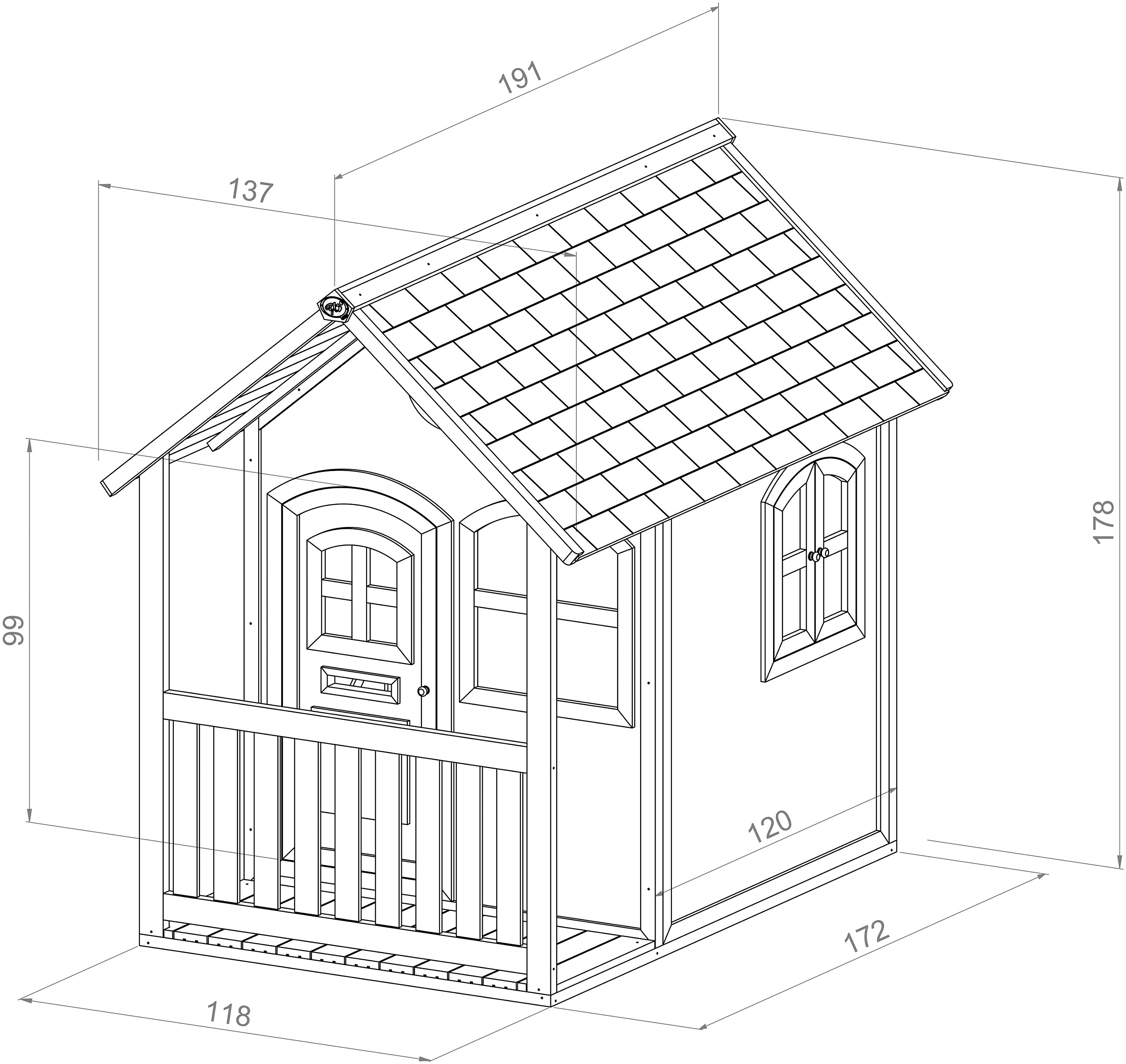 AXI Spielhaus Alex braun B/H/L: ca. 137x178x191 cm