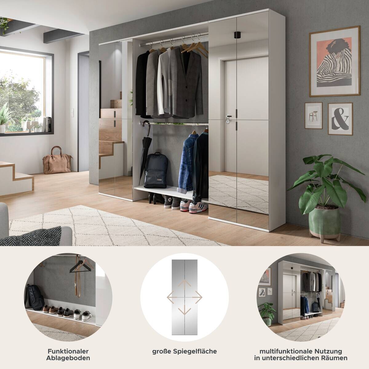 Garderobe PROJEKT X weiß weiß Hochglanz B/H/T: ca. 232x191x37 cm