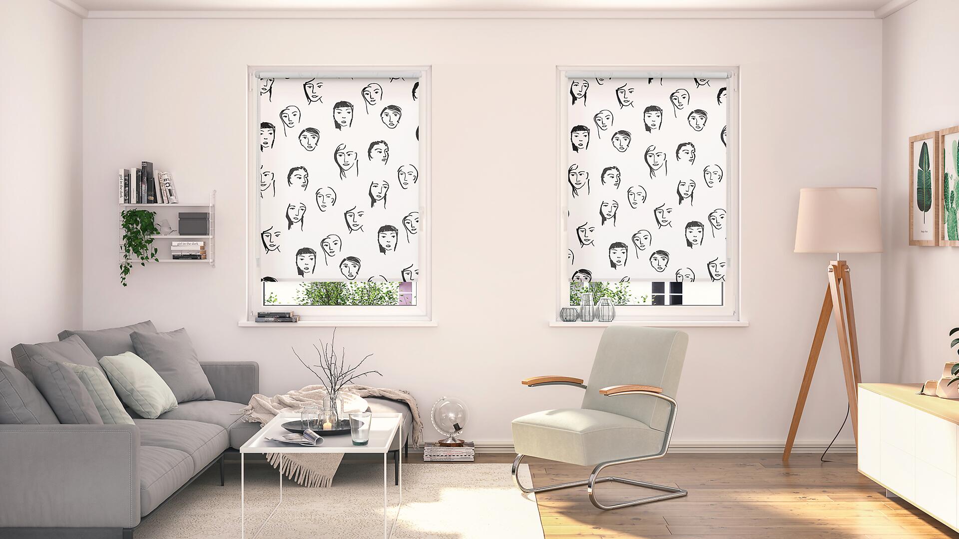 LICHTBLICK Verdunkelungsrollo Face weiß B/L: ca. 90x150 cm