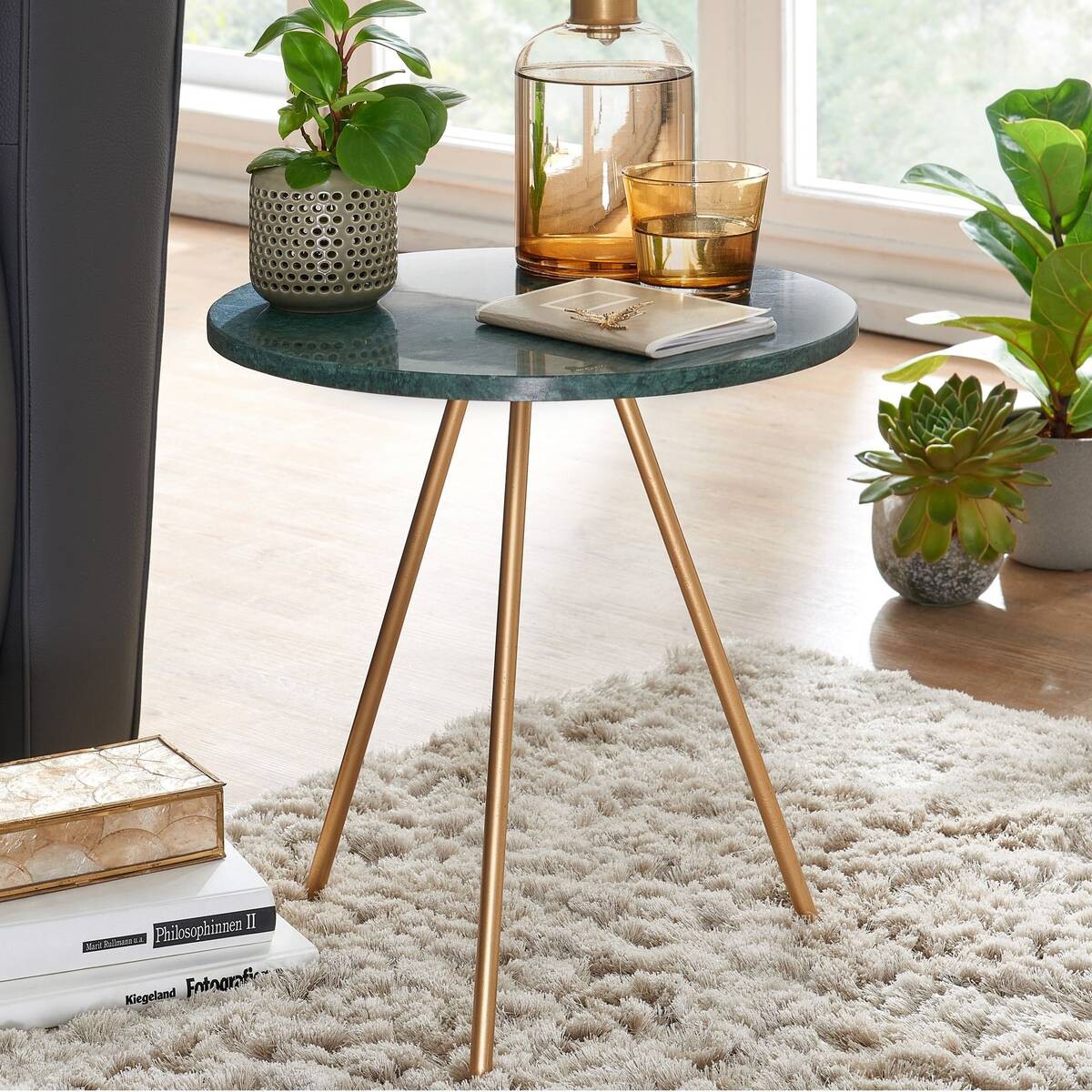 Beistelltisch grün Marmor B/H/T: ca. 38x44x38 cm