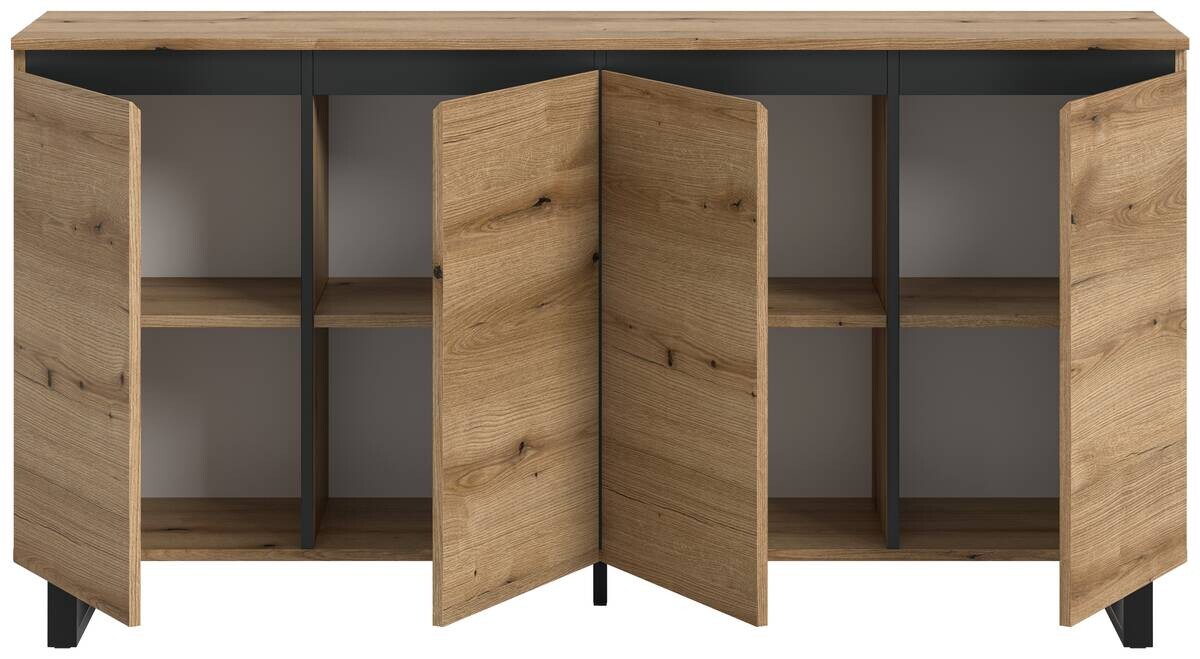 Sideboard Tomasa Evoke Oak Nachbildung schwarz B/H/T: ca. 160x84x36 cm