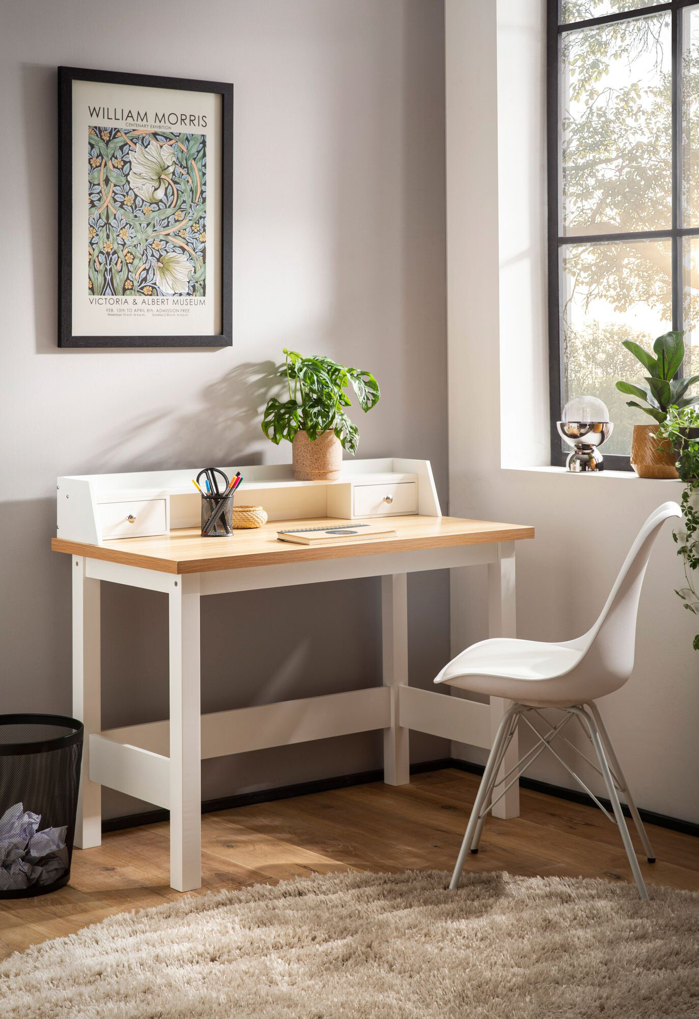 Schreibtisch weiß Eiche weiß Optik B/H/T: ca. 106x90x53 cm