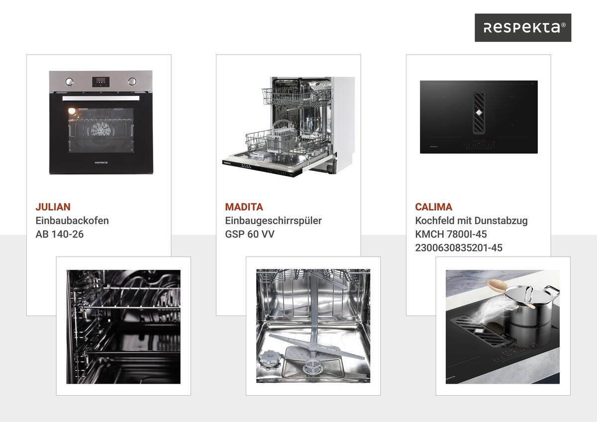 Respekta Inselküche Gabriel weiß Hochglanz B/H/T: ca. 320x200x60 cm