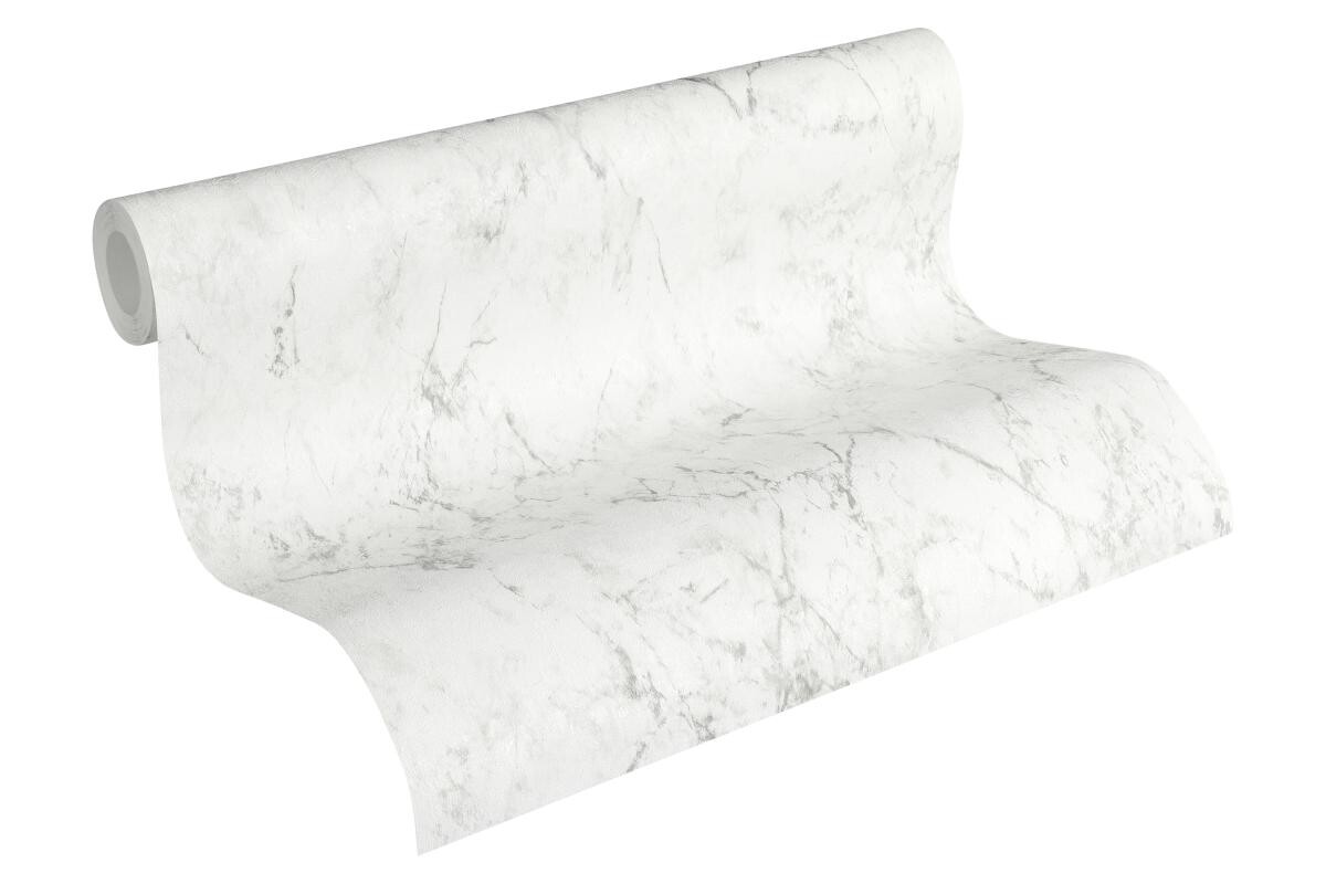 Vliestapete Marmoroptik weiß grau B/L: ca. 53x1005 cm