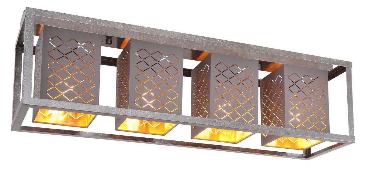 GLOBO Deckenleuchte THOMAS 15498-4D silber grau gold Metall Textil B/H/T: ca. 75x22,5x20 cm