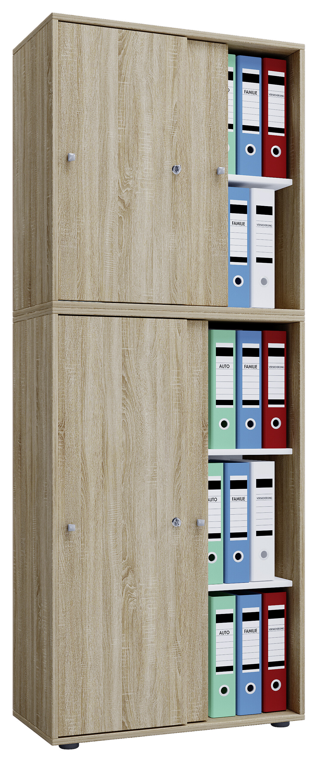 Büroschrank Lona XXL mit Schiebetüren Eiche Sonoma Nachbildung weiß B/H/T: ca. 70x184x37 cm