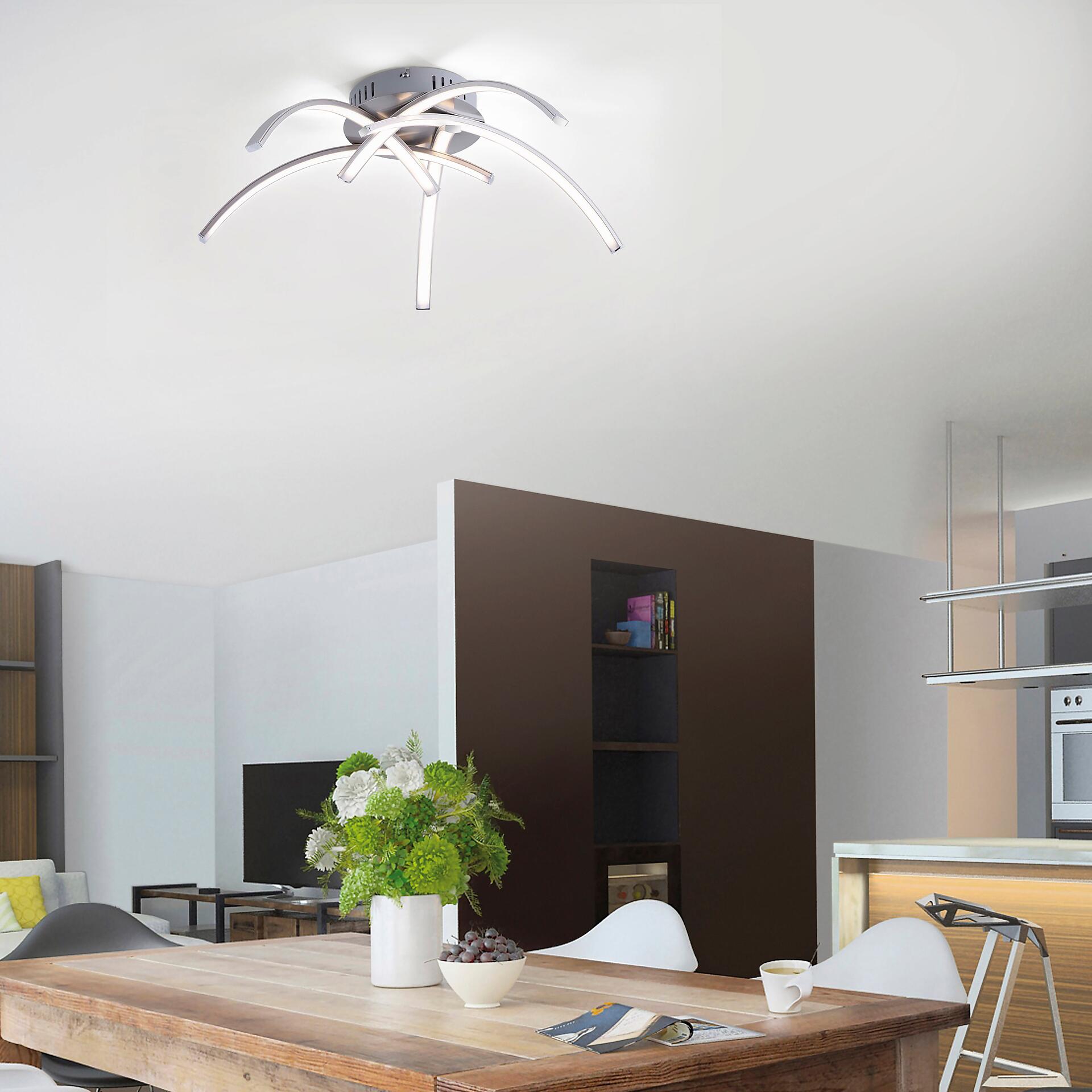 Just Light Deckenleuchte Valerie stahlfarbig Alu Eisen Kunststoff H/D: ca. 14x47 cm