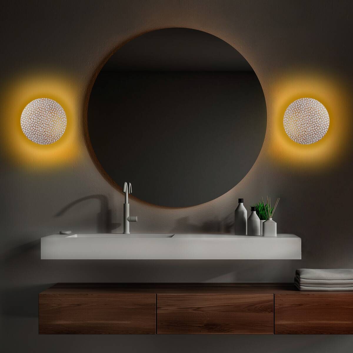 Opviq Wandleuchte 119FRS1552 gold weiß Metall B/H/L: ca. 15x21x21 cm 1 Brennstellen