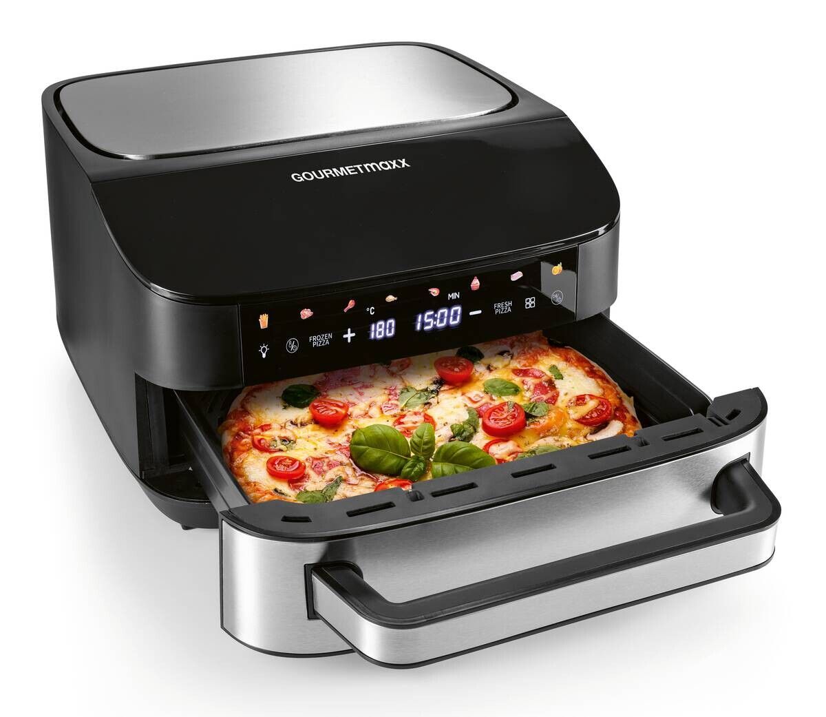 GOURMETmaxx Heißluftfritteuse XXL schwarz Edelstahl B/H/L: ca. 41x24x32,5 cm ca. 7 l